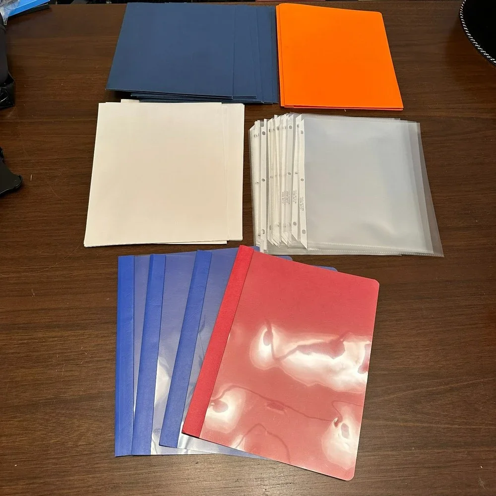 Lot Folders Report Cover Envelopes Clear Sheet Protectors School Office Supplies